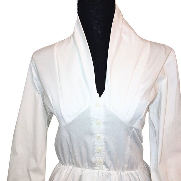 WOMEN'S CLEO APPAREL WHITE BUTTON UP PEPLUM LONG SLEEVE SHIRT - SIZE S - Picture 3 of 7
